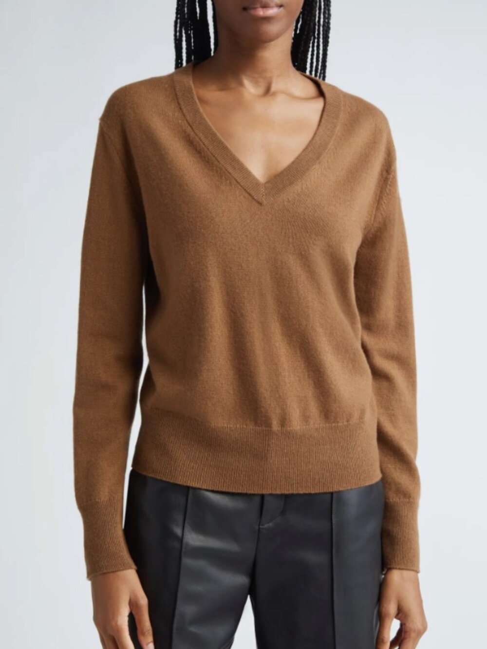 Vince Luxe 100% Cashmere Hazelnut Brown V-Neck Sweater - Size - Medium